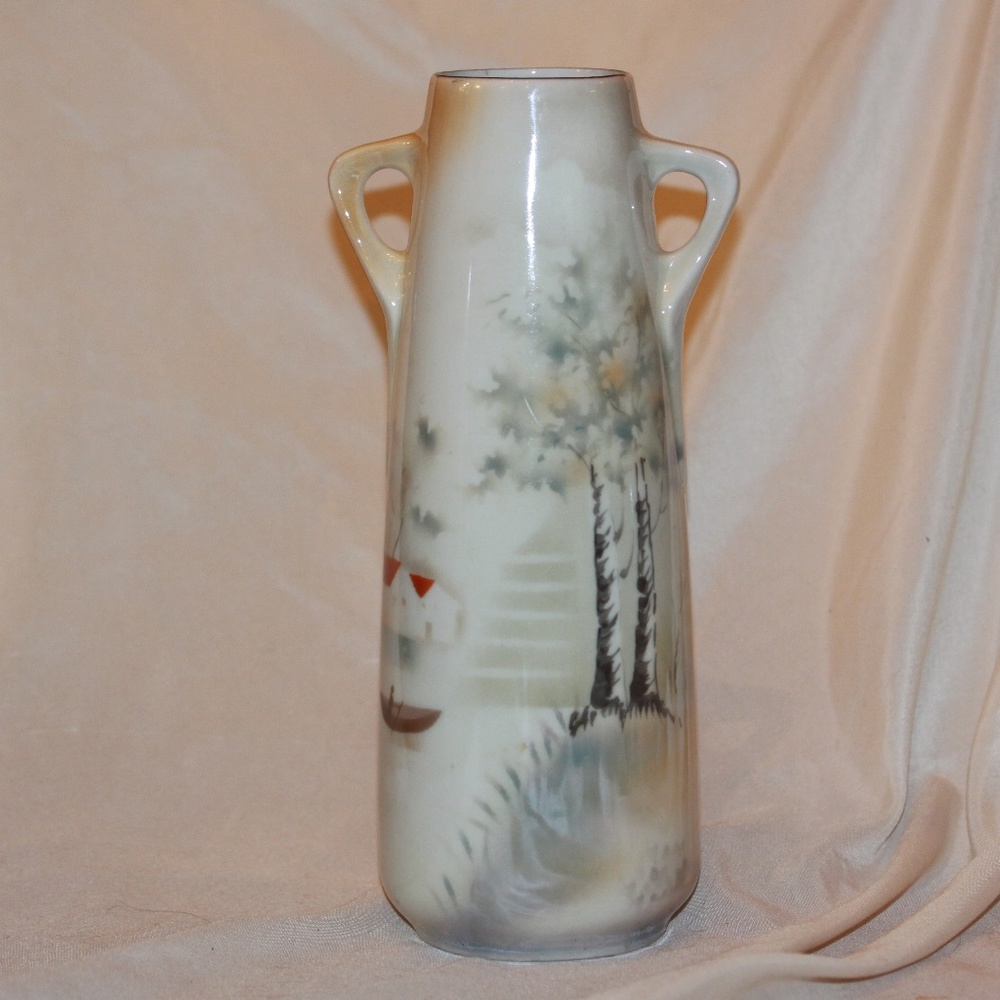 Prov Saxe ES Germany Large 10” VINTAGE Scenic Vase